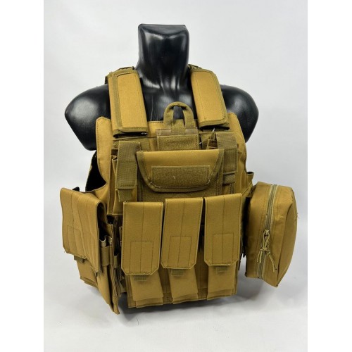 Тактический разгрузочный жилет «5 / пять карманов» с подсумками Tactical Molle Plate Carrier для съемных бронепластин в Чите